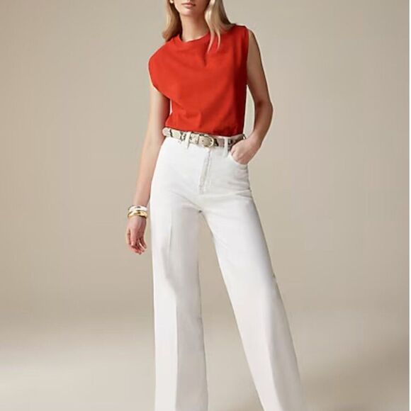 J. Crew BM338 Wide-leg denim trouser in white size 32 NWT - Picture 2 of 13